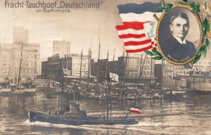 WWI German Submarine U-Boat Visits Baltimore 1916 Real Photo Postcard RPPC