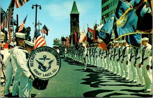 Vtg Milwaukee Wisconsin WI Navy Recruits Present Flag Ceremony Postcard