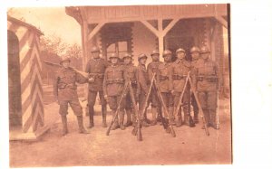 Soldiers Getting Ready For There Duties,  Real Photo Postcard