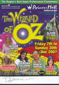 Alison Carter Batman Begins The Wizard Of Oz Aldershot Hand Signed Theatre Flyer