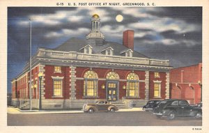 US Post Office at night Greenwood, South Carolina  