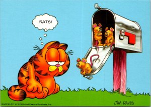 Altered postcard art Garfield cat javelin throwers vintage 1990