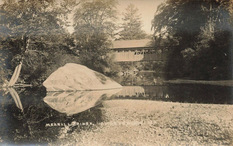 Andover ME Merrill Covered Bridge Real Photo Postcard