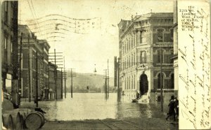 12th Street Flood of march 1907 Wheeling West Virginia Postcard PM 1907