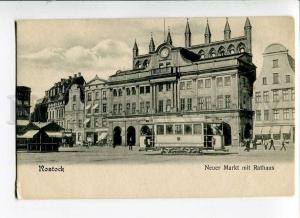 271223 GERMANY ROSTOCK market TRAM Vintage postcard