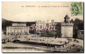 Old Postcard Perpignan Castillet and Victory Square