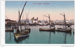 CADIZ (Andalucia), Spain, 1900-1910s; Vista General, Sailboats