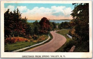 1929 Greetings from Spring Valley New York NY Roadway Attraction Posted Postcard