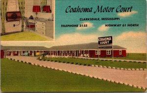 Linen Postcard Coahoma Motor Court in Clarksdale, Mississippi~139392