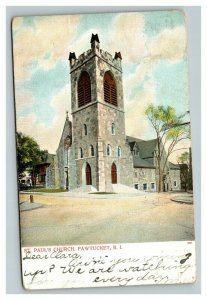 Vintage 1909 Postcard St. Paul's Episcopal Gothic Church Pawtucket Rhode Island