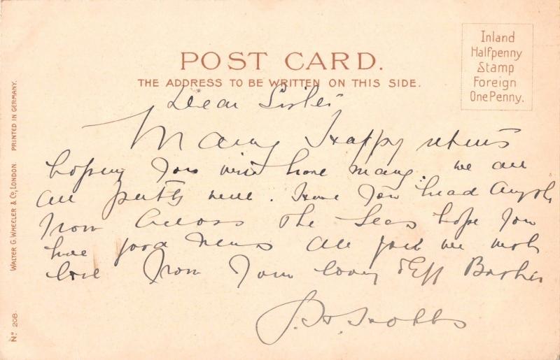 ALL HAPPINESS BE YOURS~WALTER WHEELER #208 BIRTHDAY GREETING POSTCARD c1910s