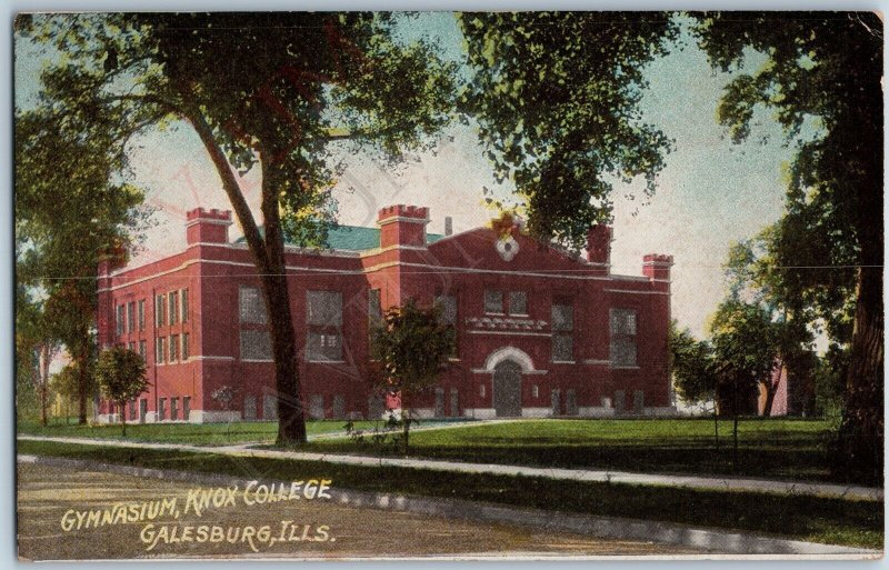 c1910s Galesburg, Ills Knox College Gym Gymnasium Unposted Postcard IL ILL A189