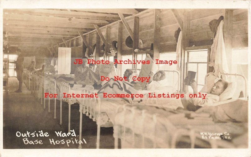 Mexico Border War, RPPC, Base Hospital, Outside Ward, Wounded Soldiers, Horne