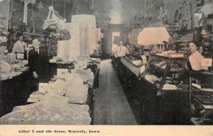 GILES' 5c AND 10c STORE WAVERLY IOWA INTERVIOR VIEW POSTCARD 1914