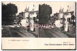 Old Postcard Views stereoscopic Julien Damoy Monte Carlo Monaco Lea Gardens