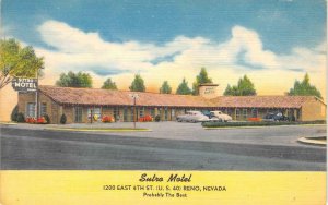 SUTRO MOTEL Reno, Nevada Roadside c1940s Linen Vintage Postcard