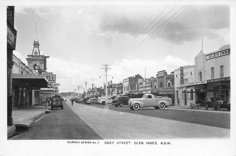 RPPC Grey Street Scene, Glen Innes, NSW, Australia c1940s Vintage Postcard