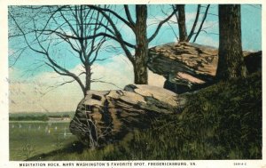 Vintage Postcard Meditation Rock Mary Washington's Favorite Spot Fredericksburg