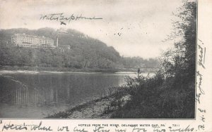 Hotels from the River, Delaware Water Gap, PA.,Very Early Postcard, Used in 1907