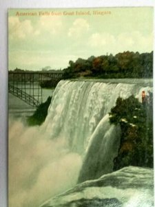 American Falls from Goat Island Niagara NY New York Vintage Postcard c1910