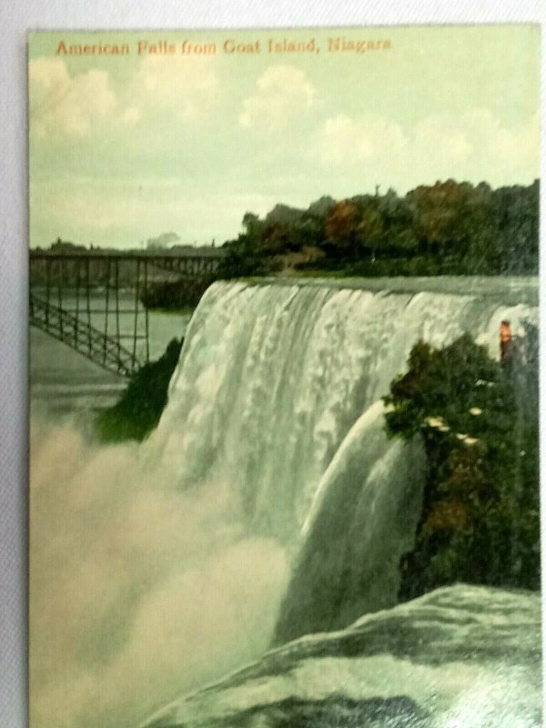 American Falls from Goat Island Niagara NY New York Vintage Postcard c1910