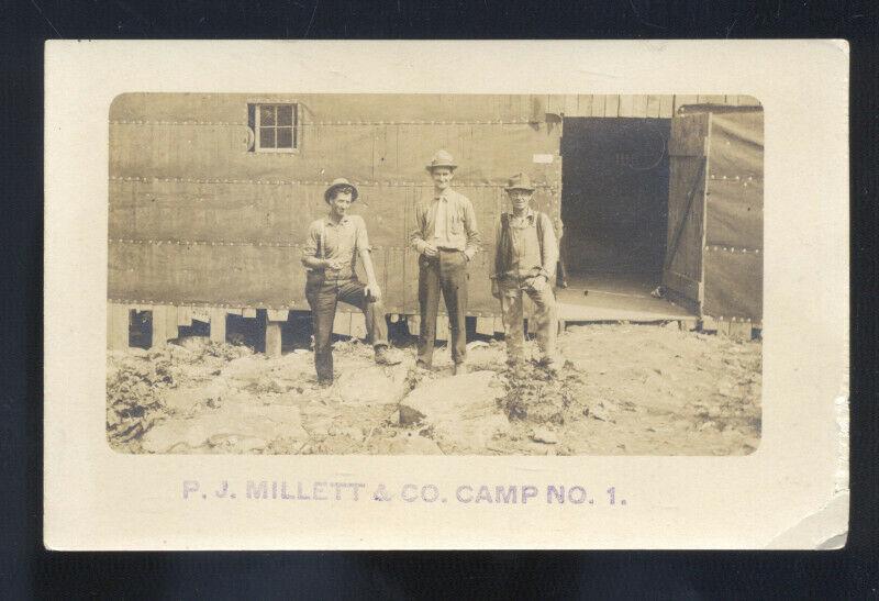 RPPC PJ MILLET & CO. CAMP NO. 1 WWI MILITARY VINTAGE REAL PHOTO POSTCARD