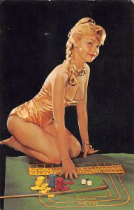 Gambling Craps Game Pin Up Girl Casino Vintage Postcard AA29399