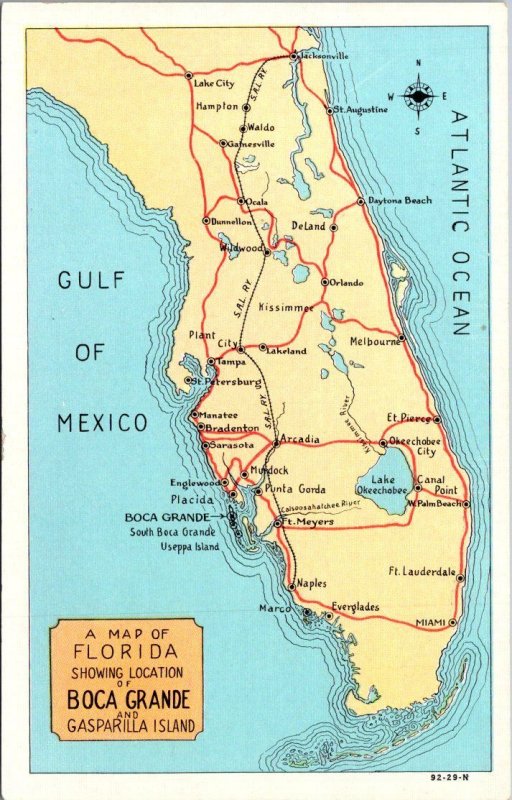 Florida Map Showing Location Of Boca Grande Curteich