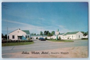 c1950's Lakes Motor Hotel & Restaurant Cottages Alexandria Minnesota MN Postcard