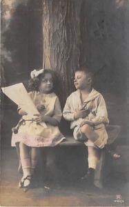 Little boy & girl Child, People Photo 1911 