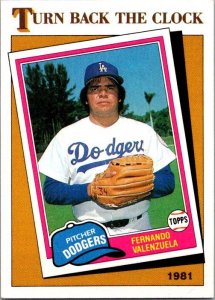 1986 Topps Baseball Card Fernando Valenzuela Los Angeles Dodgers sk10656