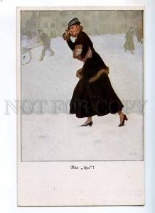 234548 WAR Lady WINTER FASHION by BW WENNERBERG vintage PC