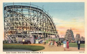 Vintage Postcard Wood Roller Coaster Riverview Beach Pennsville New Jersey