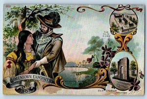 Jamestown New York NY Postcard Pocahontas Captain John Smith Exposition c1907