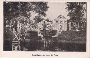 WWI German Soldiers Swimming Party Behind the Front, Uniform, Bathing Suits 1914