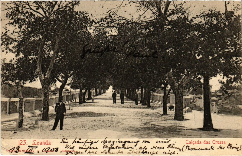 PC CPA ANGOLA / PORTUGAL, LOANDA, CALCADA DAS CRUZES, Vintage Postcard (b21614)