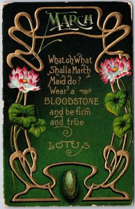 What Oh What Shallah March Maid Do? Green Leaves & Flowers Postcard