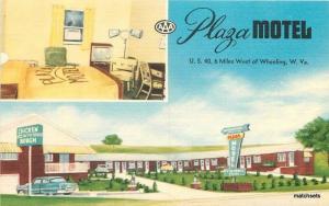 1940s Plaza Motel roadside Wheeling West Virginia Hartman MWM 6071 postcard