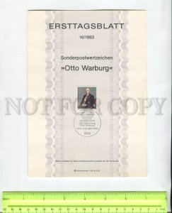 467824 Germany 1983 year first day sheet Otto Warburg