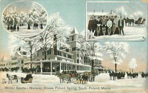 South Poland Maine Winter Sports Mansion House Tuck 1909 Postcard 21-12643