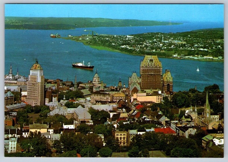 Levis, Island Of Orleans, Quebec City, Chrome Aerial View Postcard #1