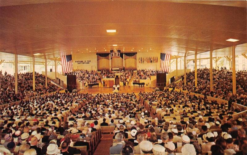 Chautauqua Lake New York~Amphitheatre Interior~Packed Church Service?~1950s Pc