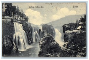1920 View of Tinfoss Waterfall in Notodden Telemark Norway Posted Postcard