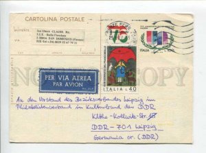 422101 ITALY to EAST GERMANY GDR 1977 year air mail RPPC