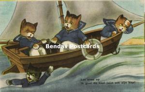 Dressed Cats, In Life Saving Boat (1950s)