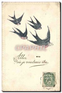 Old Postcard Fancy Swallows