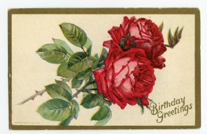 Postcard Birthday Greetings Standard View Card Roses ©1910