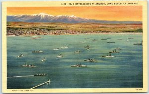 M-38683 US Battleships at Anchor Long Beach California