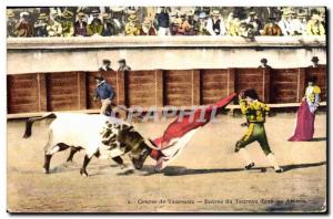 Old Postcard Bullfight Bullfight bull in the bullring Entree