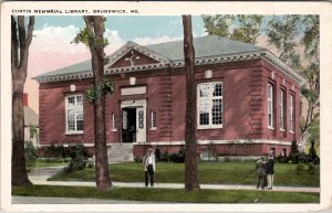 Brunswick Maine Curtis Memorial Library Postcard Z21